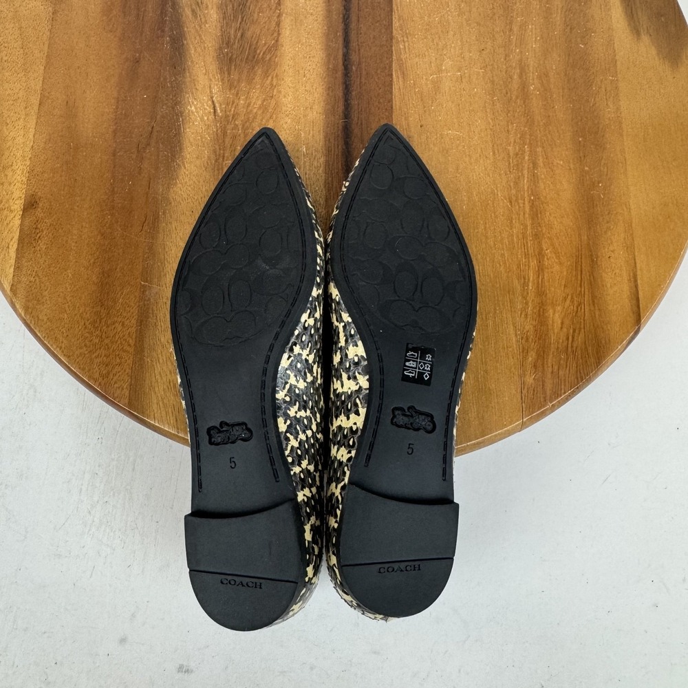 New Womens Coach Vierra Skimmer Leather Snakeskin Print Pointed Toe Flats Size 5 - Picture 7 of 7